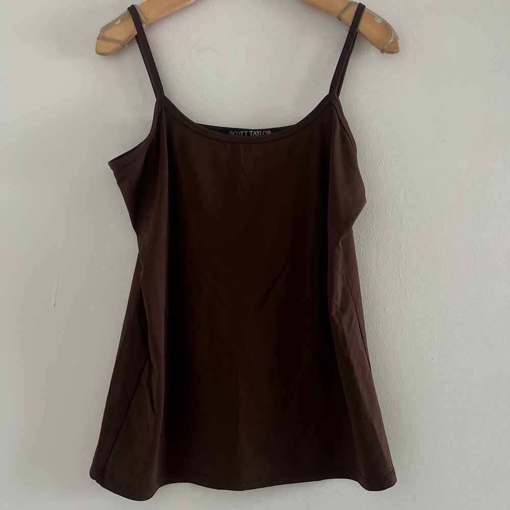Scott Taylor Super Soft Microfiber Chocolate Brown Tank Top Sz M